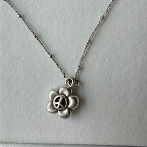 Sterling Silver Brighton Flower Peace Pendant Necklace - Silver